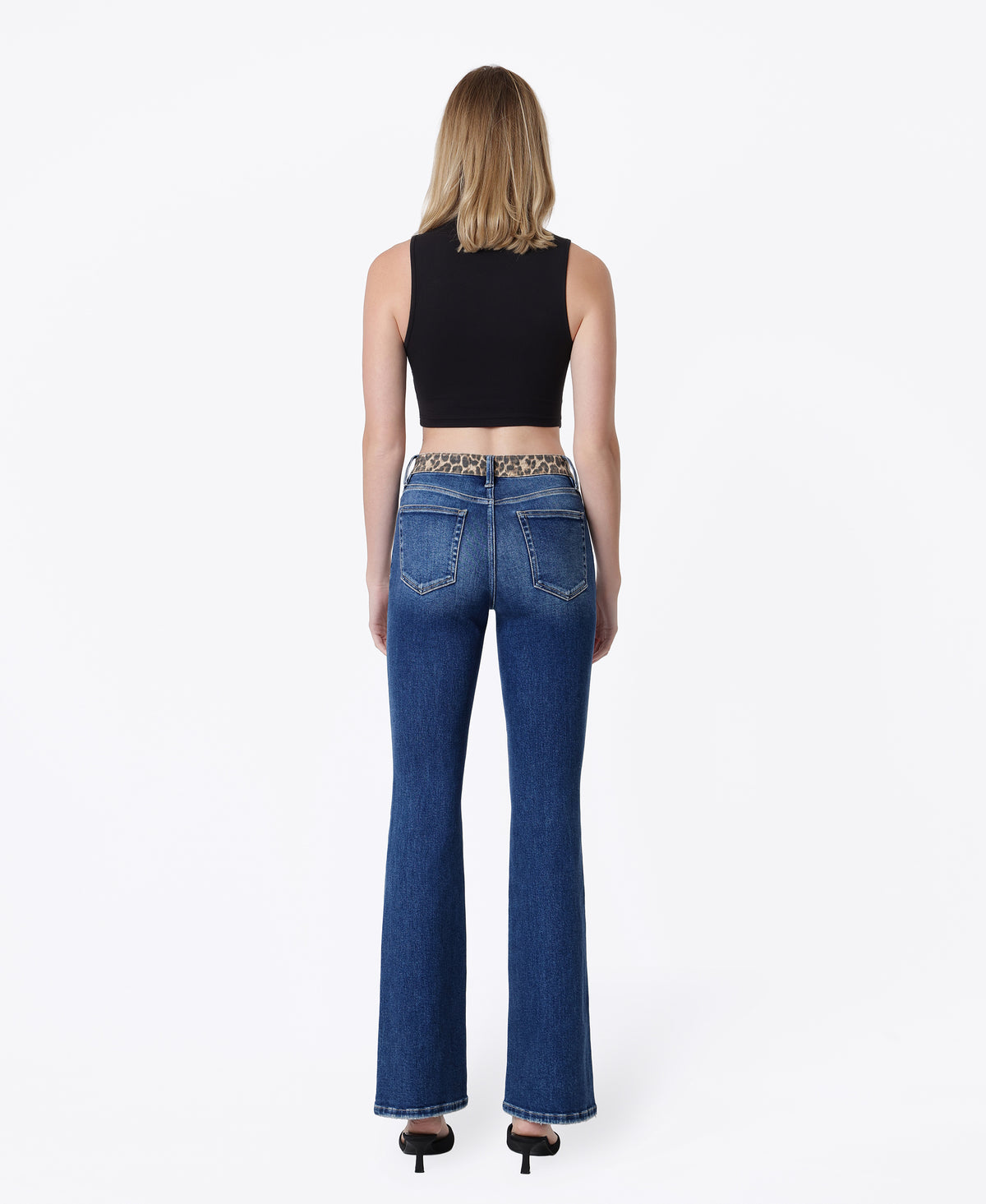 Back product images of Leopard - High Rise Leopard Print Waistband Bootcut Jeans