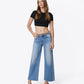 Front product images of Leopard - High Rise Leopard Print Waistband Ankle Wide Leg Jeans