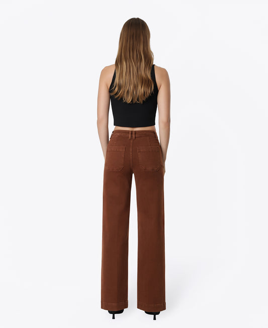 Back product images of Chocolate Fondant - High Rise Patch Pocket Trouser Fold Wide Leg Jeans