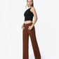 Left 45-degree product image of Chocolate Fondant - High Rise Patch Pocket Trouser Fold Wide Leg Jeans