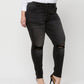 Right 45 degrees product image of York - Plus High Rise Distressed Button Fly Ankle Skinny Denim Jeans