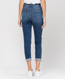 Back product images of Lock Yard - Distressed Roll Up Stretch Mom Jeans