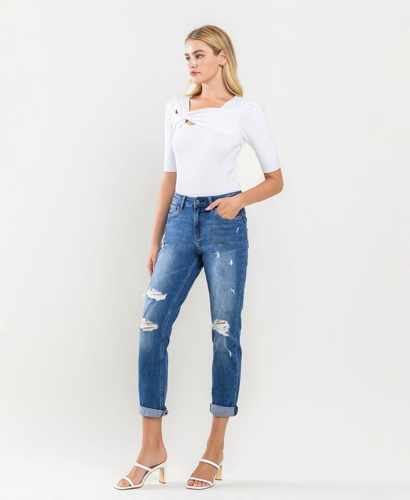 Left 45 degrees product image of Absolutely Good - Distressed Stretch Boyfriend Jeans