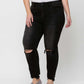 Night Reflection - Plus High Rise Button Fly Distressed Crop Skinny Jeans