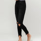 Left 45 degrees product image of Night Reflection - High Rise Button Fly Distressed Crop Skinny Jeans