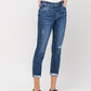 Right 45 degrees product image of Partition - Distressed Roll Up Stretch Boyfriend Denim Jeans