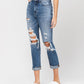 Left 45 degrees product image of Hart - Distressed Cuffed Denim Mom Jeans