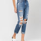 Right 45 degrees product image of  Hart - Distressed Cuffed Denim Mom Jeans