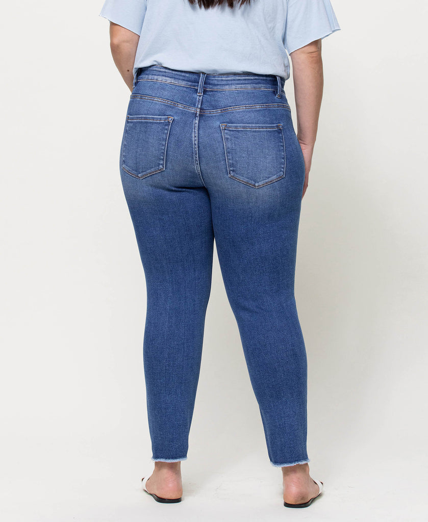 Back product images of Wolf N Crane - Plus Mid Rise Raw Hem Crop Skinny Jeans