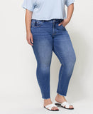 Right 45 degrees product image of Wolf N Crane - Plus Mid Rise Raw Hem Crop Skinny Jeans