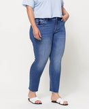 Right 45 degrees product image of Wolf N Crane - Plus Mid Rise Raw Hem Crop Skinny Jeans