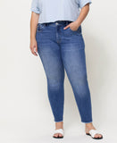 Front product images of Wolf N Crane - Plus Mid Rise Raw Hem Crop Skinny Jeans