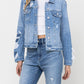 Left 45 degrees product image of Blue Soul - Distressed Classic Denim Jacket