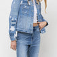 Right 45 degrees product image of Blue Soul - Distressed Classic Denim Jacket