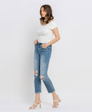 Left 45 degrees product image of Hampton - High Rise Distressed Cropped Straight Jeans