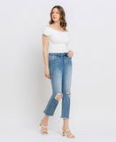 Right 45 degrees product image of Hampton - High Rise Distressed Cropped Straight Jeans