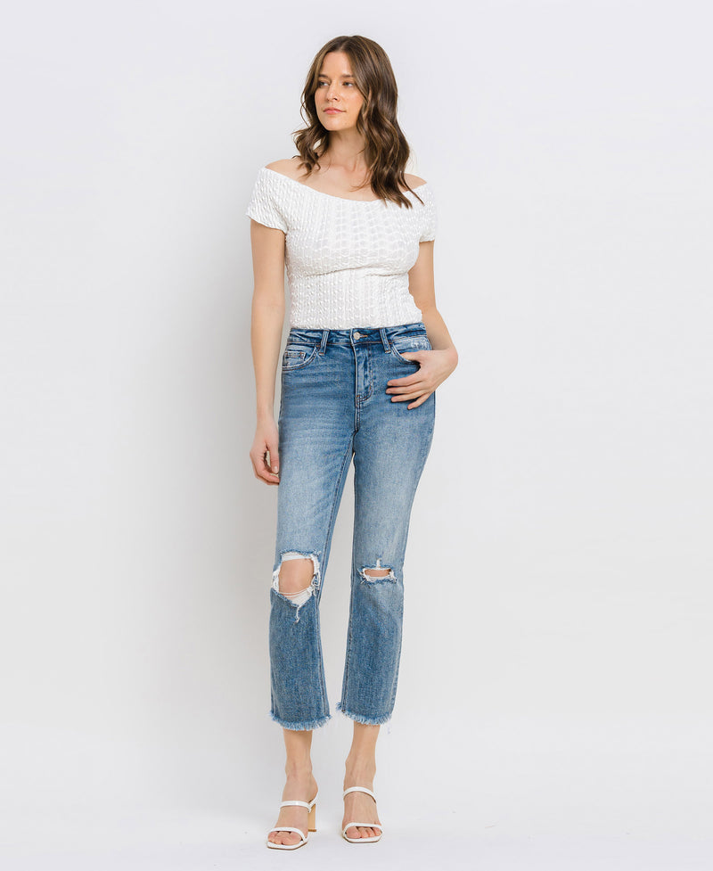 Gabby Mid-Rise Vervet Straight Leg Distressed Jeans (Light) · NanaMacs