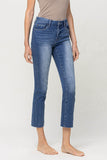 Right 45 degrees product image of Midnight In Paris - High Rise Slim Straight Crop Jeans