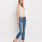 Right 45 degrees product image of Midnight - Mid Rise Crop Slim Straight Jeans