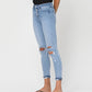 Left side product images of Sunney - High Rise Button Up Ankle Skinny Jeans with Cuff