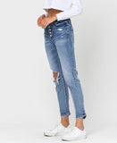 Left 45 degrees product image of Daisy - High Rise Cuffed Boyfriend Jeans