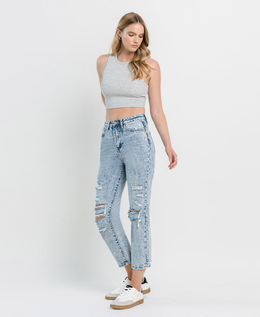 Left 45 degrees product image of Clear Sky - Super High Rise 90's Vintage Straight Jeans