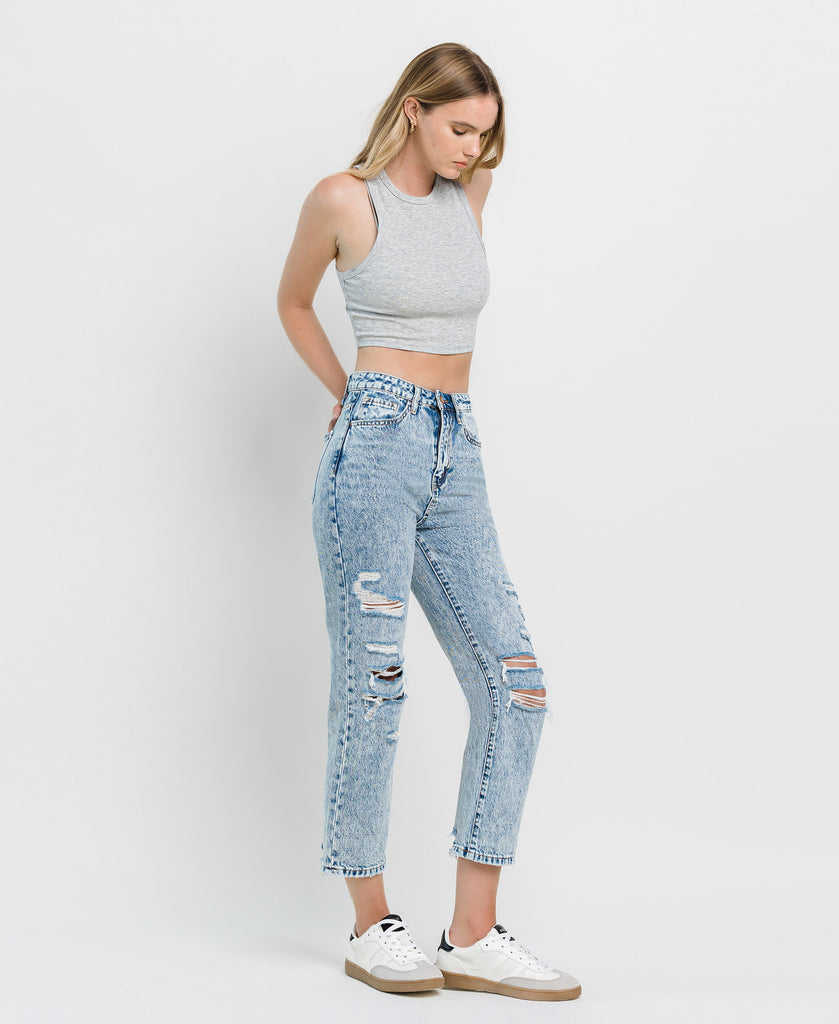 Right 45 degrees product image of Clear Sky - Super High Rise 90's Vintage Straight Jeans