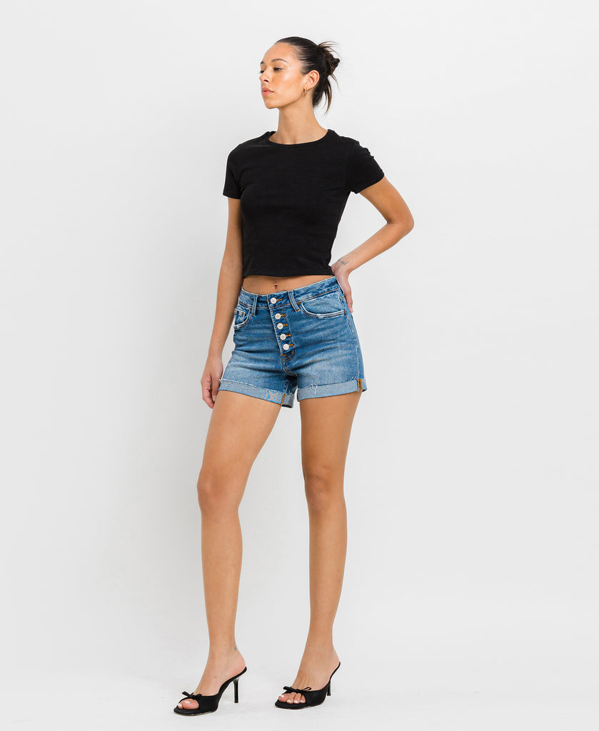 Left 45 degrees product image of Kensington - Super High Rise Cuffed Mom Shorts
