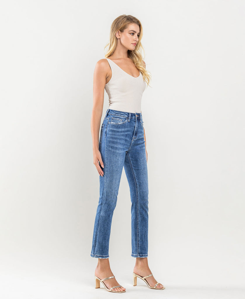 Right 45 degrees product image of Special Affair - Stretch High Rise Slim Straight Ankle Denim Jeans