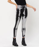 Right 45 degrees product image of Benzo - Black Tie Dye High Rise Crop Skinny Jeans