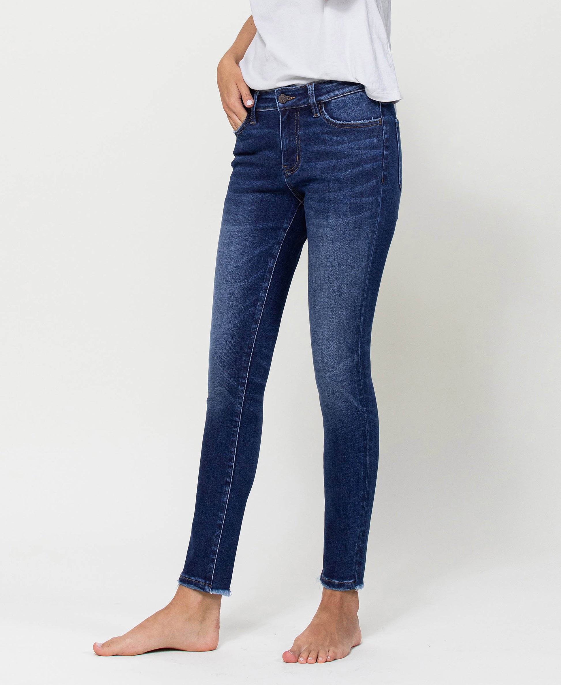 Left 45 degrees product image of Ordinary People - Mid Rise Ankle Skinny Jeans