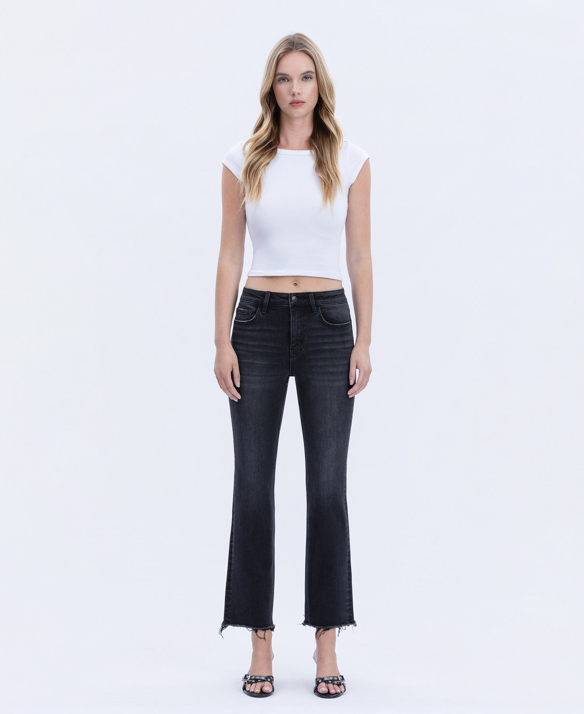 Front product images of The Favorite Wine - High Rise Seamless WB Ankle Kick Flare Jeans