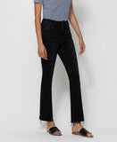 Right 45 degrees product image of The Favorite Wine - High Rise Raw Hem Ankle Mini Flare Jeans