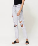 Left 45 degrees product image of All Mine - Distressed Rigid Mom Jeans
