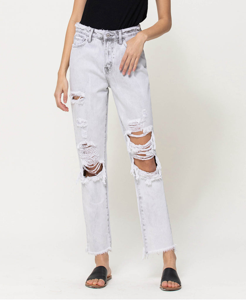 Front product images of All Mine - Distressed Rigid Mom Jeans