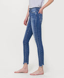 Left side product images of Windy Is Nothing - High Rise Ankle Skinny Jeans with Uneven Hem Detail