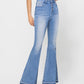 Right 45 degrees product image of Valentine - Button Up Super High Rise Flare Jeans with Undo Hem