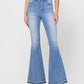 Valentine - Button Up Super High Rise Flare Jeans with Undo Hem