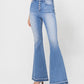 Left 45 degrees product image of Valentine - Button Up Super High Rise Flare Jeans with Undo Hem