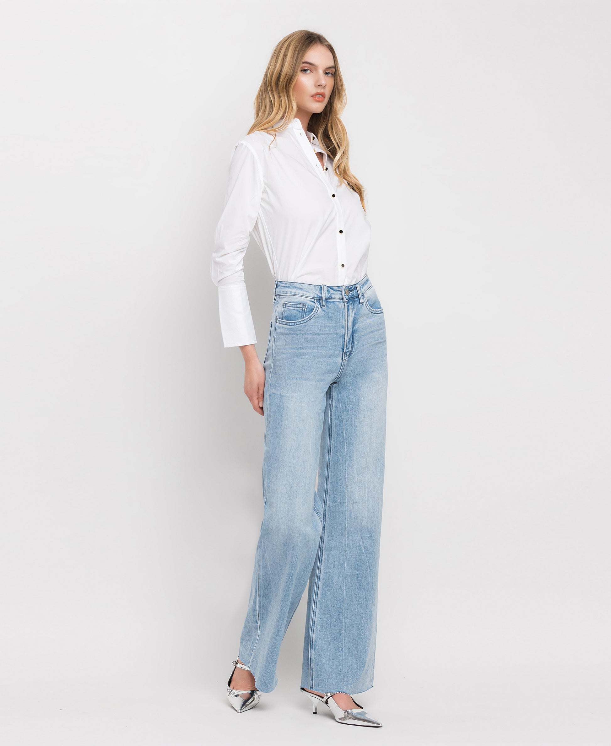 Right 45 degrees product image of Work Song - Super High Rise Wide Leg Jeans