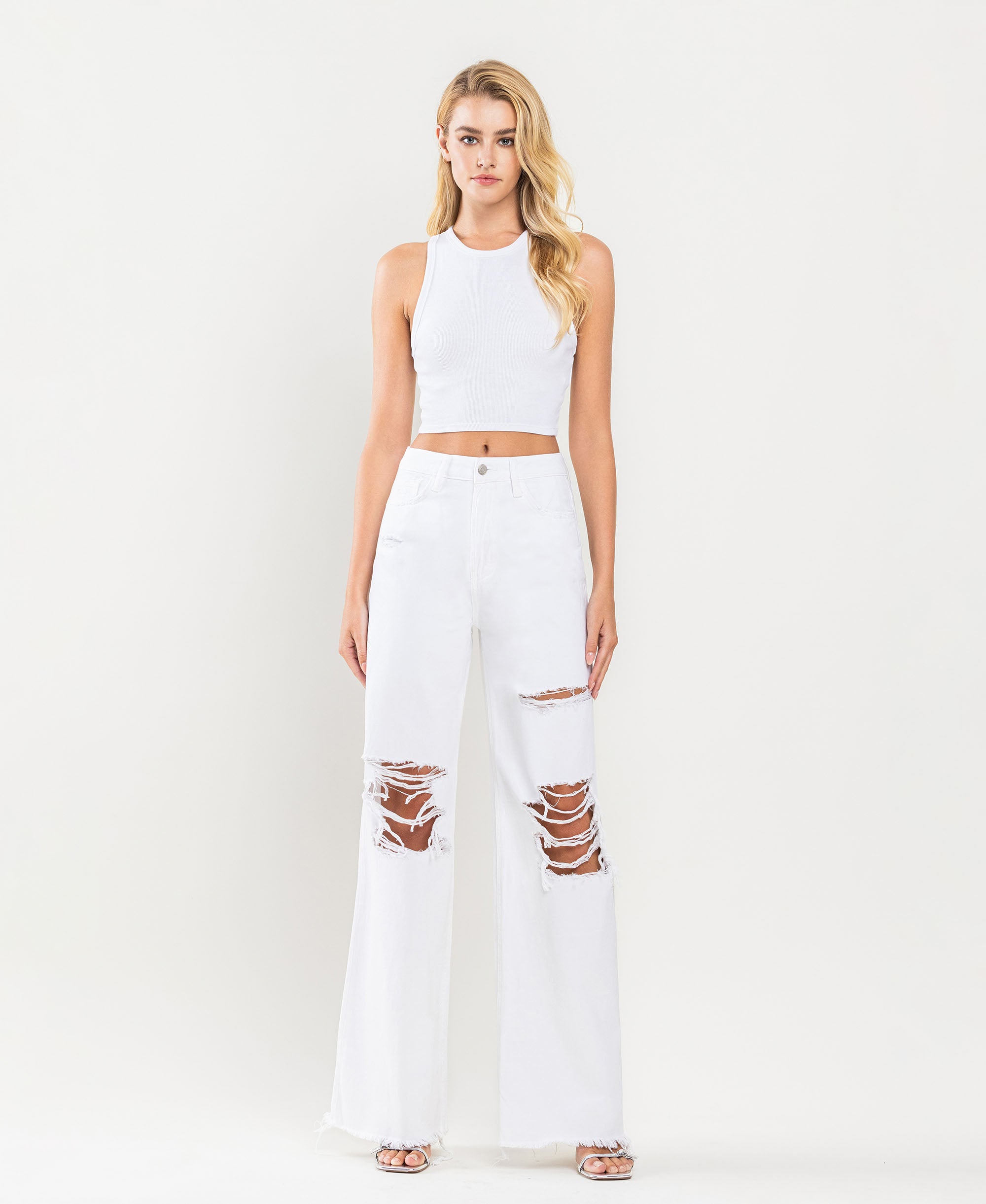 【初回限定】 VERVET Optic White 90's Vintage Super High Rise Wide Loose Jeans パンツ