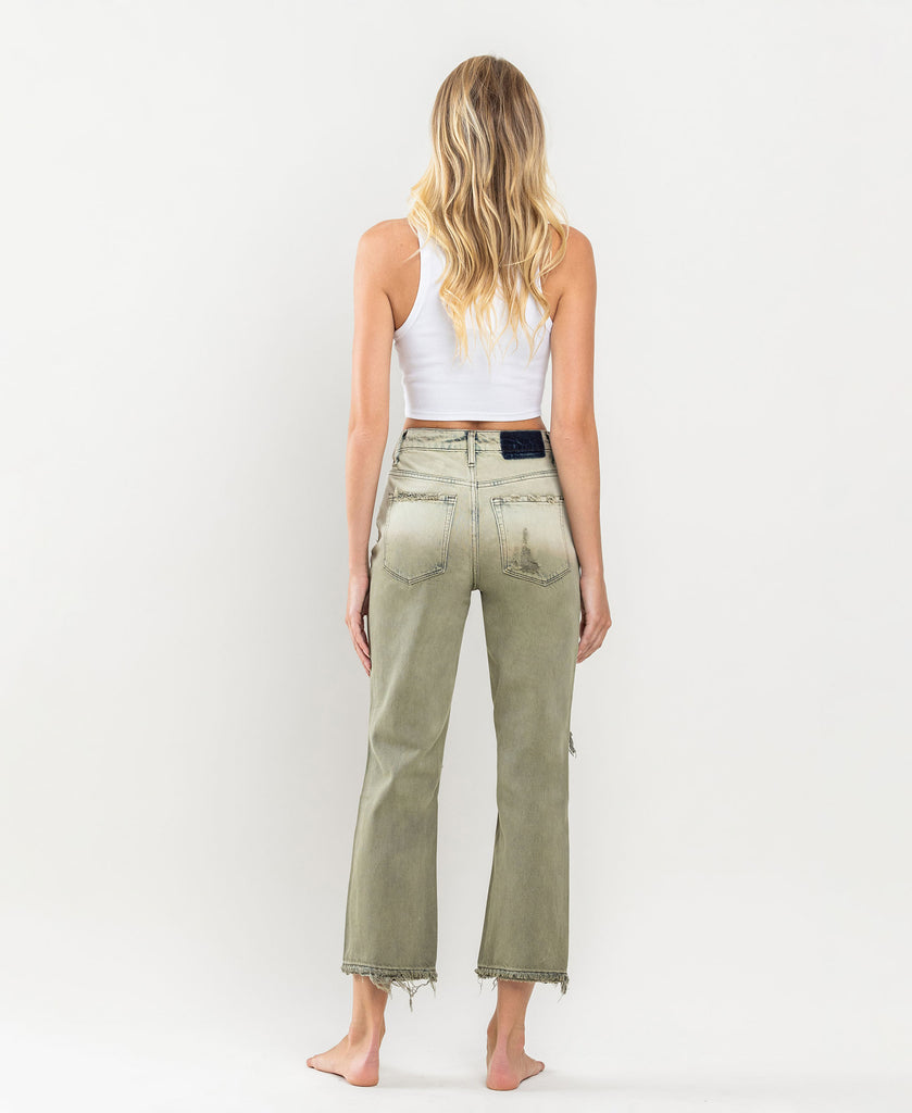 Back product images of Loden Green - Super High Rise Crop Straight Jeans