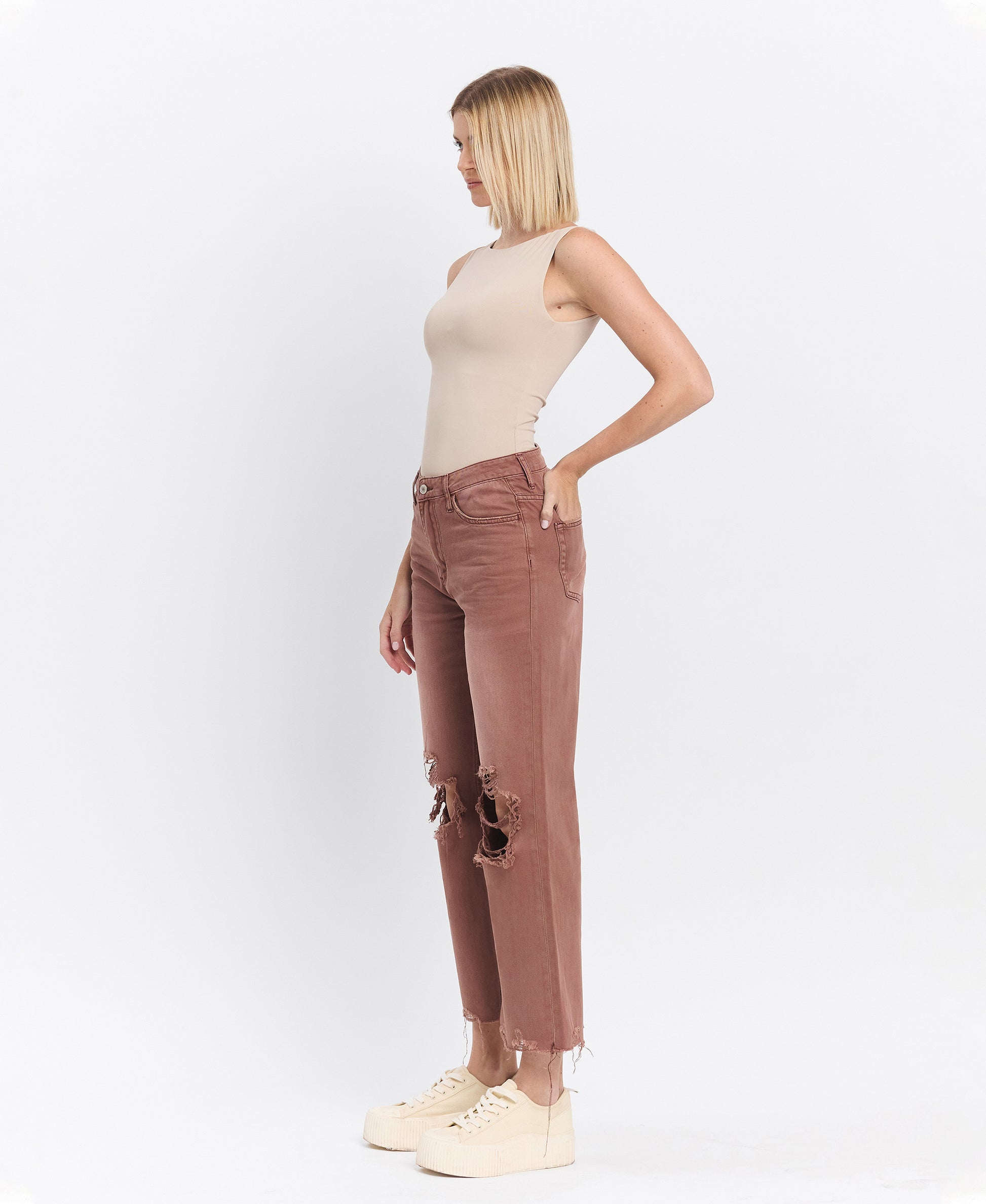 Left 45 degrees product image of Aztec - Super High Rise 90s Vintage Crop Flare Jeans