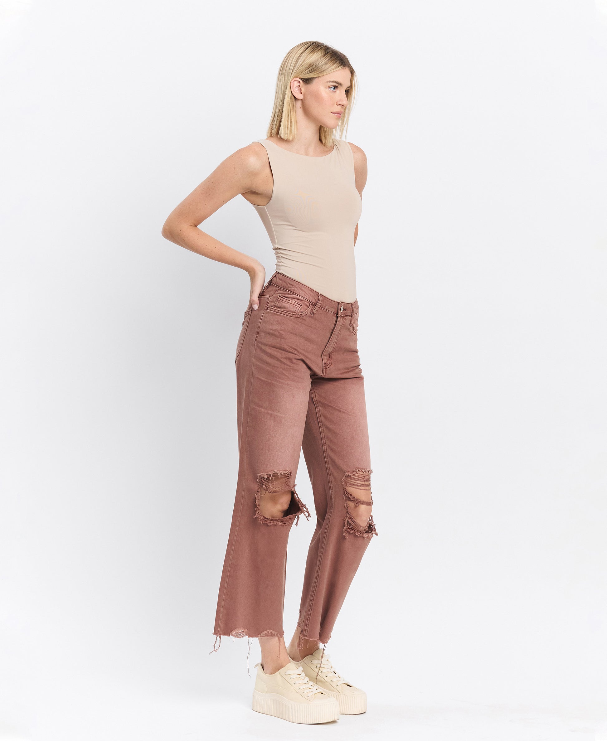 Right 45 degrees product image of Aztec - Super High Rise 90s Vintage Crop Flare Jeans