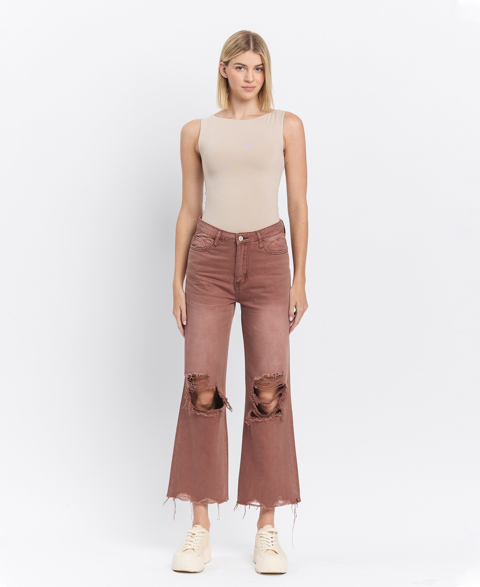 Front product images of Aztec - Super High Rise 90s Vintage Crop Flare JeansAztec - Super High Rise 90s Vintage Crop Flare Jeans