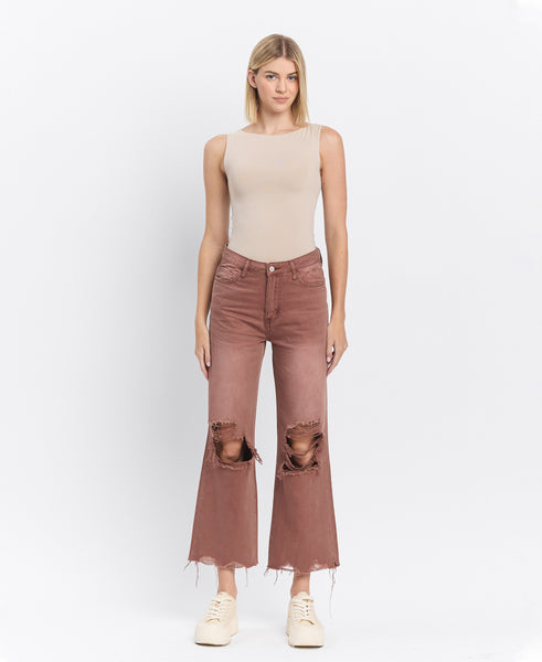 VERVET Aztec Super High Rise 90s Vintage Crop Flare Jeans