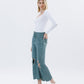 Left 45 degrees product image of Mallard Green - Super High Rise 90s Vintage Crop Flare Jeans