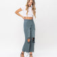 Right 45 degrees product image of Mallard Green - Super High Rise 90s Vintage Crop Flare Jeans