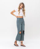 Right 45 degrees product image of Mallard Green - Super High Rise 90s Vintage Crop Flare Jeans