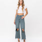 Front product images of Mallard Green - Super High Rise 90s Vintage Crop Flare Jeans